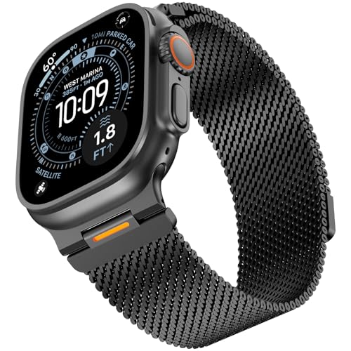 Image of Compatible with Apple Watch Ultra 49mm 46mm 45mm 44mm Magnetic Metal Mesh Loop Strap for iWatch Series 11 /10 /9 /8 /7 /6 /5 /4 Compatible with Apple Watch SE 3 2 1 Steel Bands