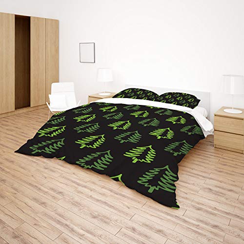 Housse de couette lit double vert avec taie d'oreiller polyester durable