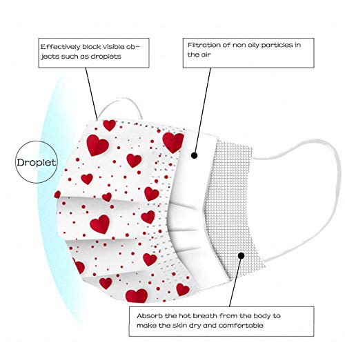 mzDkc0d 10-100PC Erwachsene Mundschutz Multifunktionstuch, Liebhabermuster Einweg 3-lagig Karikatur Einwegmaske mit… – Bild 8