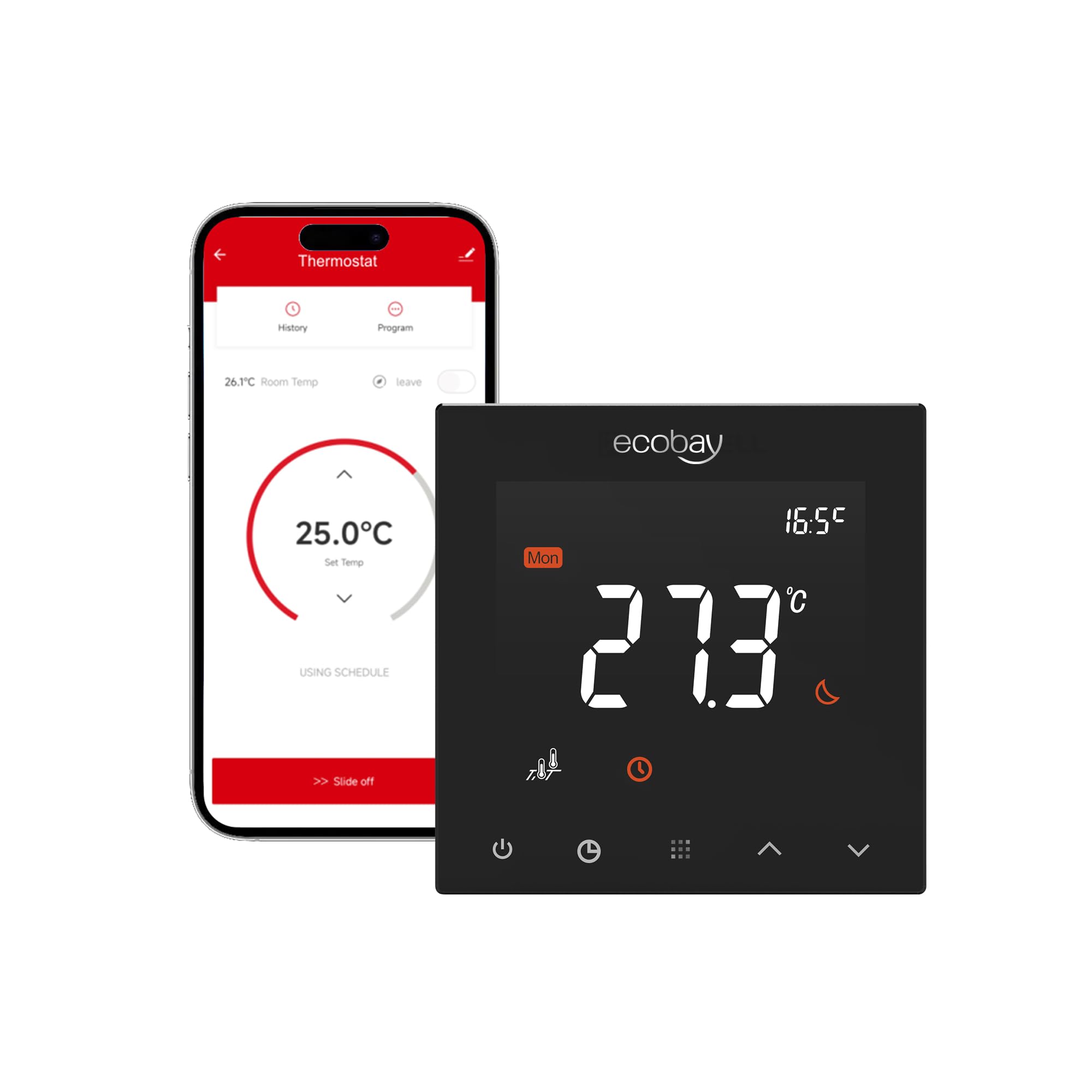 WLAN-Thermostat für elektrische Fußbodenheizung: Kompatibel mit Heizmatten und -kabeln, APP- und Sprachsteuerung (Alexa, Google Assistant), 240 V 16 A, Bodenschutzmodus, mit 100K NTC-Sensor