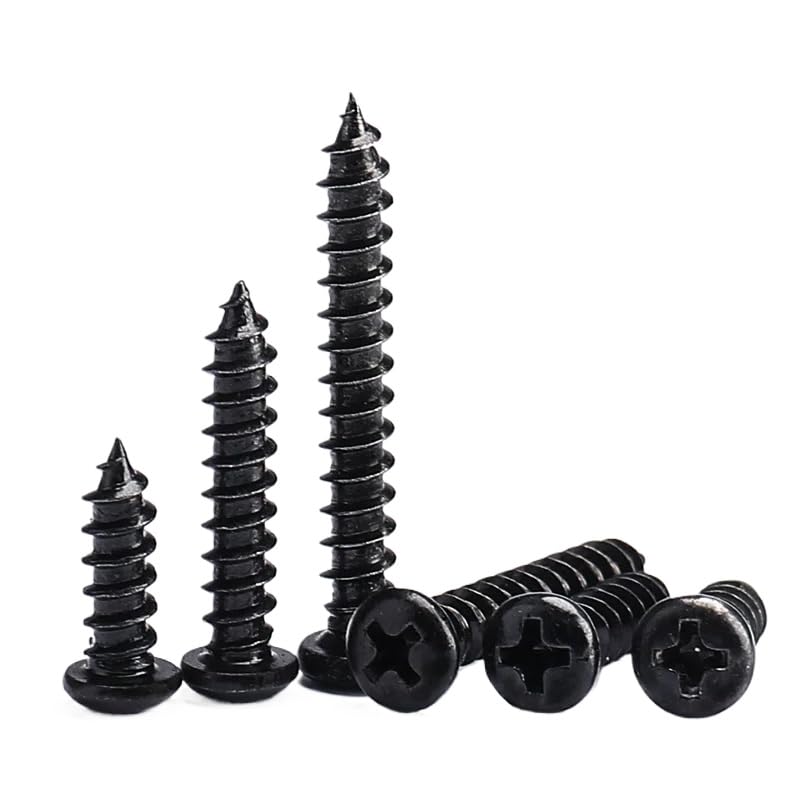 M2 M2.3 M2.5 M3 M4 Black Steel Phillips Pan Head Self Tapping Screws for Sheet Metal Automotive and DIY Projects (500,M2.3x7mm)