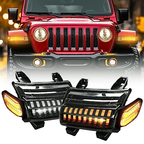 New Upgrade Smoke Lens LED Fender Light Kit for JL Wrangler JT Gladiator, LED Turn Signal Lights with DRL & Side Marker Lights Replacement for Jeep Wrangler JL JT 2018-2023 by LX-LIGHT - Used condition - US$118.64