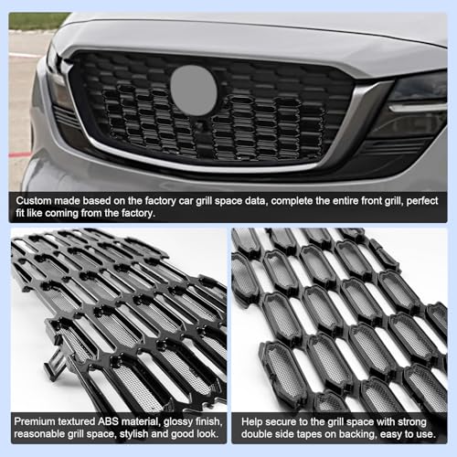 Image of CDEFG 2Pcs for 2026 Mazda CX-5 Front Grill Mesh Insert Front Upper Grille | for 2026 Mazda CX5 (S /Select /Preferred /Premium /Premium Plus) Accessories Car Exterior Accessories ABS Material
