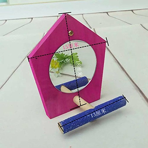 Bird Parrot Mirror Toy With Perch Parrot Parakeet Budgies Cockatiel Conure Finch Lovebird African Grey Macaw Amazon Cockatoo Birdcage Wood Stand Hanging Cage Accessories (Color Random) #TOP3