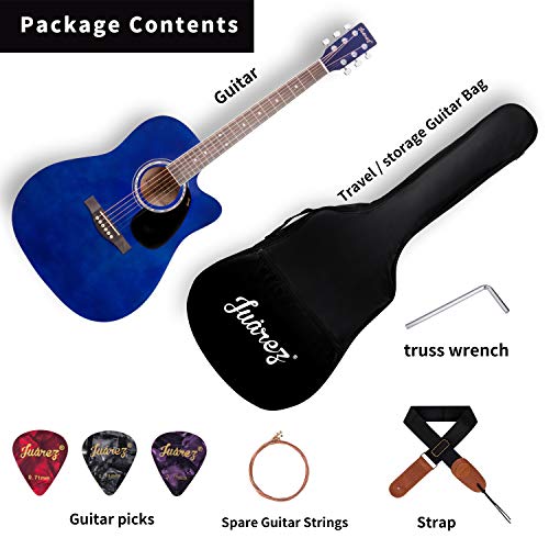 Image of JUAREZ Arpeggio 41 Inch Acoustic Guitar Kit, JRA41SP-BL Spruce Top, Rosewood Fretboard & Bridge, Truss Rod, Chrome Die Cast Machine Tuners, Blue