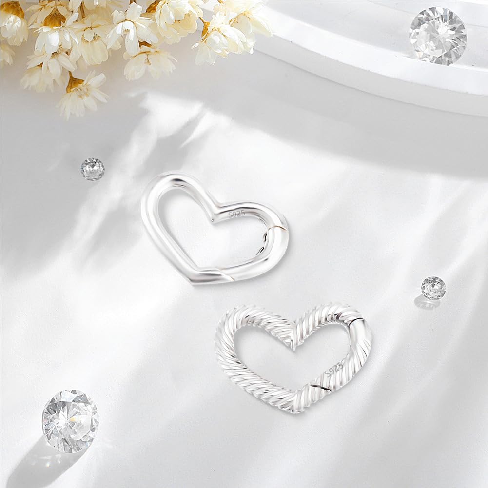 Beebeecraft 2 Stück 925 Sterling Silber Federringverschluss Herzförmiger Federtorringverschluss Verbinder Karabiner Für Armband Halskette Schmuckherstellung Valentinstag