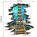 Quanhaigou 3D Floor Stickers,Sea World Fish Ocean Wooden Bridge PVC Art Wall Decal for Bathroom Living Room Nursery Bedroom Removable Decor