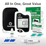 CareLiving BGM101 Blood Glucose Monitor Kit, 100 Test Strips, 100 Lancets, 1 Blood Glucose Meter, 1 Lancing Device, Diabetes Testing Kit, Portable Blood Sugar Test Kit, Glucometer Kit for Home, black
