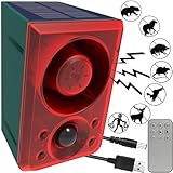 Solar Motion Sensor Alarm Outdoor - 130db Sound Security Siren Light with Remote Controller for Home, Villa,Farm,Barn,Yard,Chicken coop