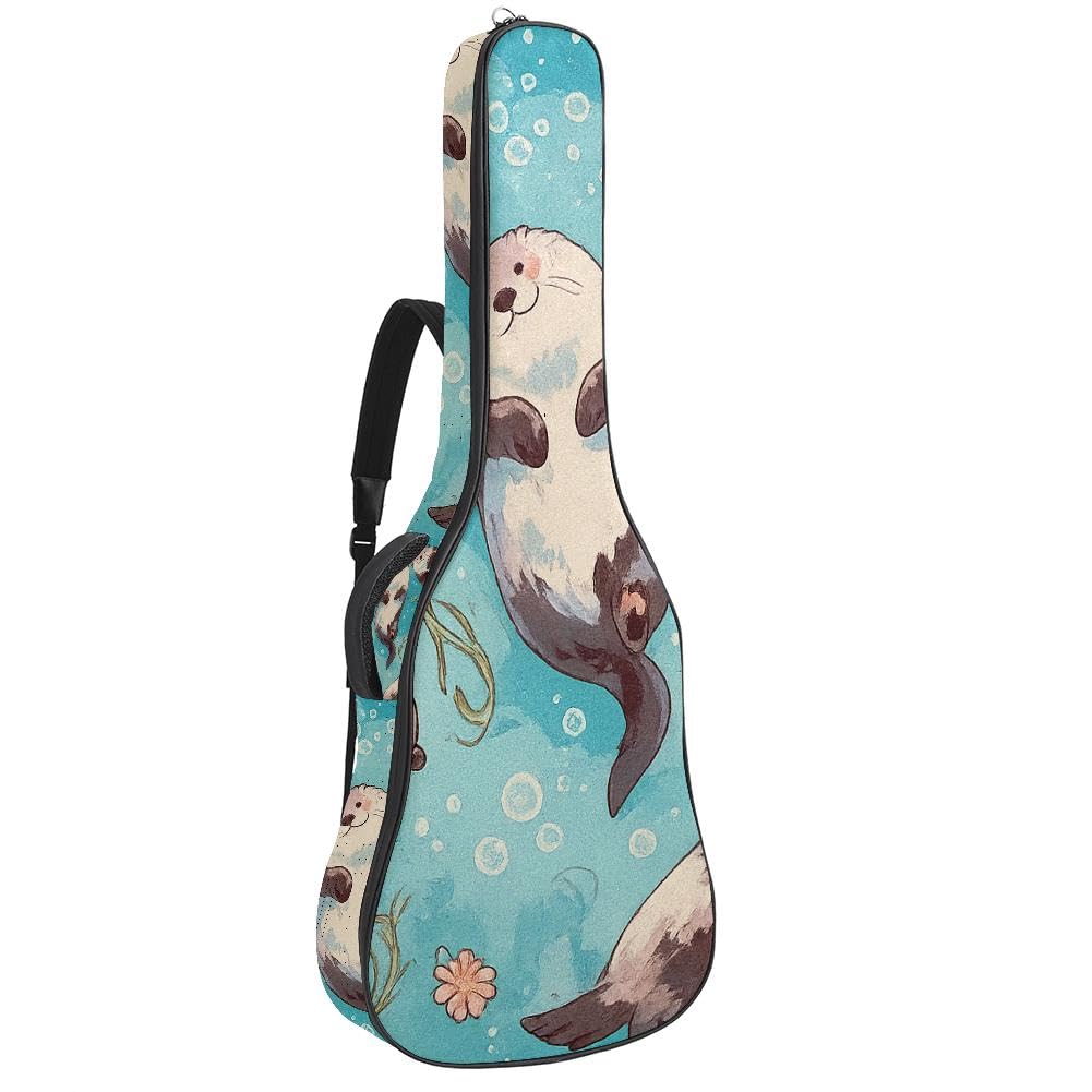 Gitarrentasche, volle Größe, 99 cm, 101,6 cm, 104,1 cm, für Akustikgitarre, Konzertgitarre, 10 mm dick, gepolstert, Halloween-Augen, Fledermaus-Gitarrenkoffer, wasserdicht, mit Tasche