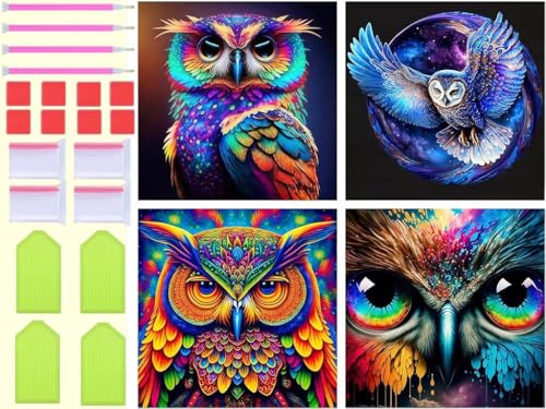 Peinture diamant hibou adulte pour créer une décoration murale DIY salon