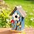 glitzhome GH90097 Distressed Decorative Solid Wood Birdhouse, 10.25 Inch Tall, Blue