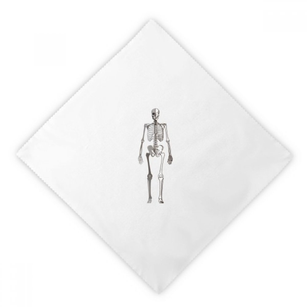 Servilletas de tela para almuerzo con boceto de esqueleto humano, juego de 2 piezas blancas