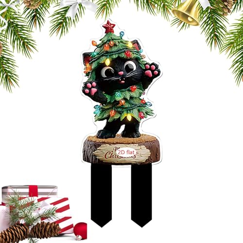 クリスマス ガーデン ステーク,屋外 クリスマス 装飾 庭園 サイン - 2D フラット アクリル製 パーティー用品 プランター 花壇 通路 玄関 ポーチ 庭 用