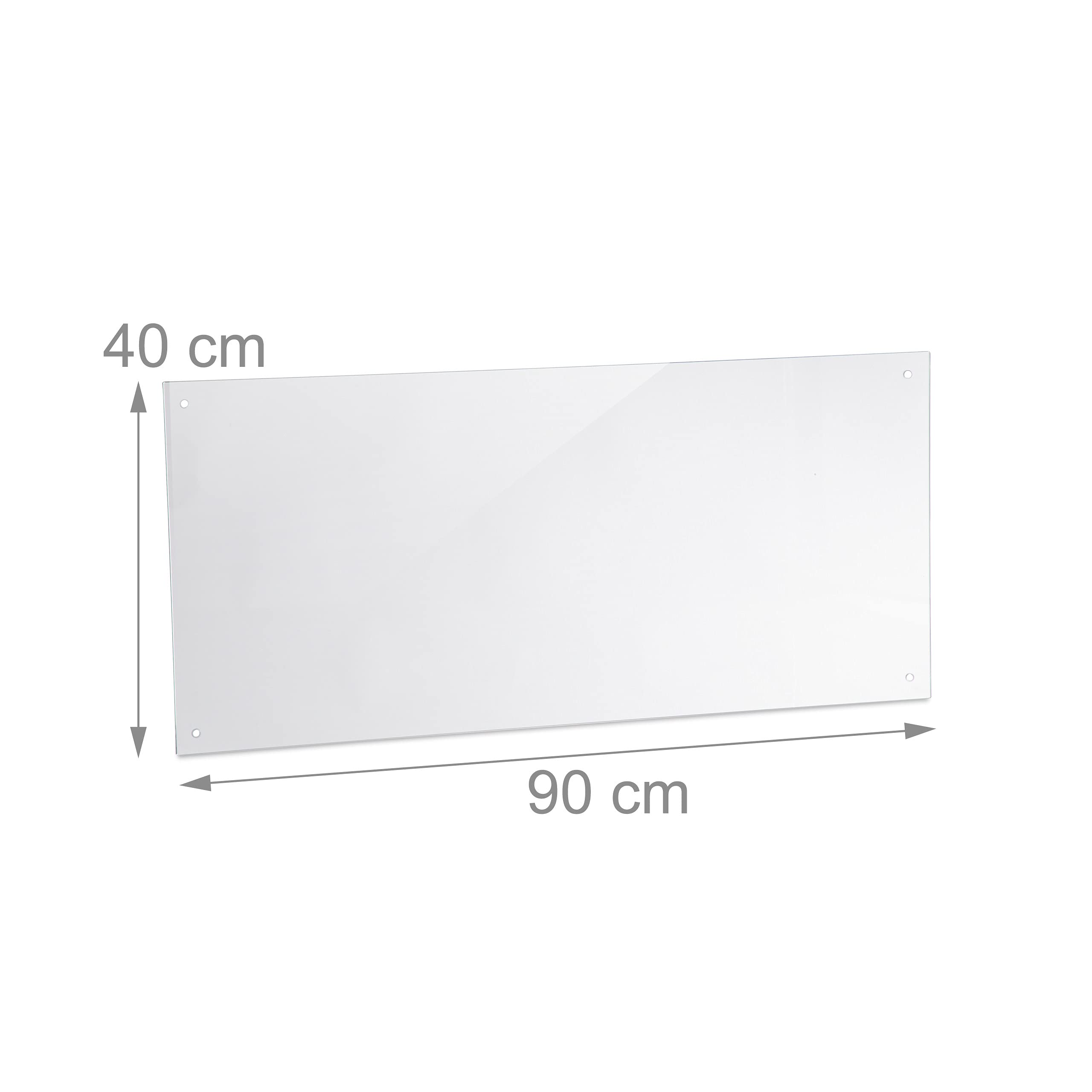 Relaxdays Panel Antisalpicaduras Cocina Pared, Protector Salpicaduras, Cristal Templado, 1 Ud., 90 x 40 cm, Transparente — view 4