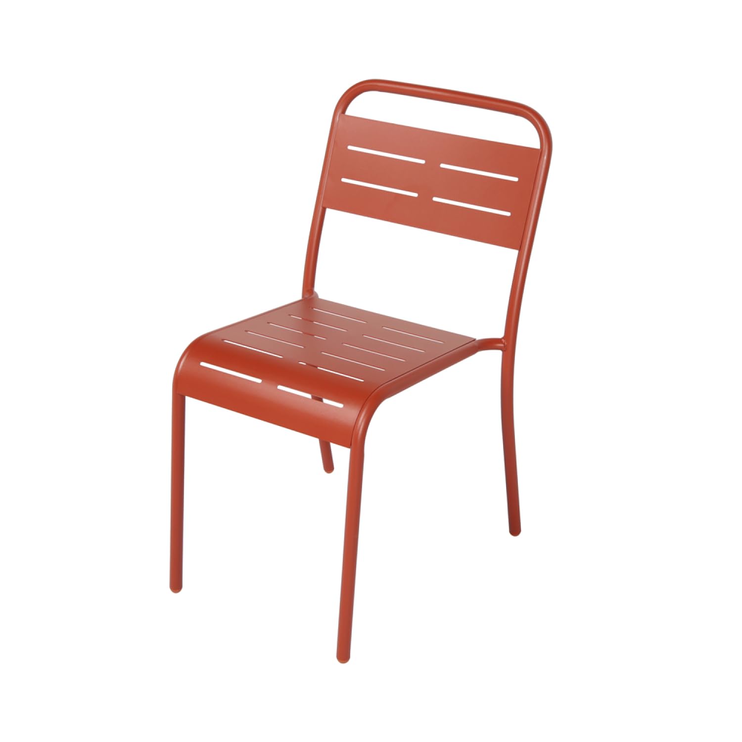 CONCEPT USINE | Lot de 4 Chaises Salon de Jardin Repas BERGAME Terracotta | Empilables | Acier Anti-Corrosion Finition Poudrée | Design Moderne | Résistantes UV & Intempéries | Extérieur Terrasse