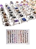 RICHRAIN 100Pcs/Lot Bulk Rings Jewelry Wholesale Items for Boutique Crystals and Gemstones (100Pcs-Silver)