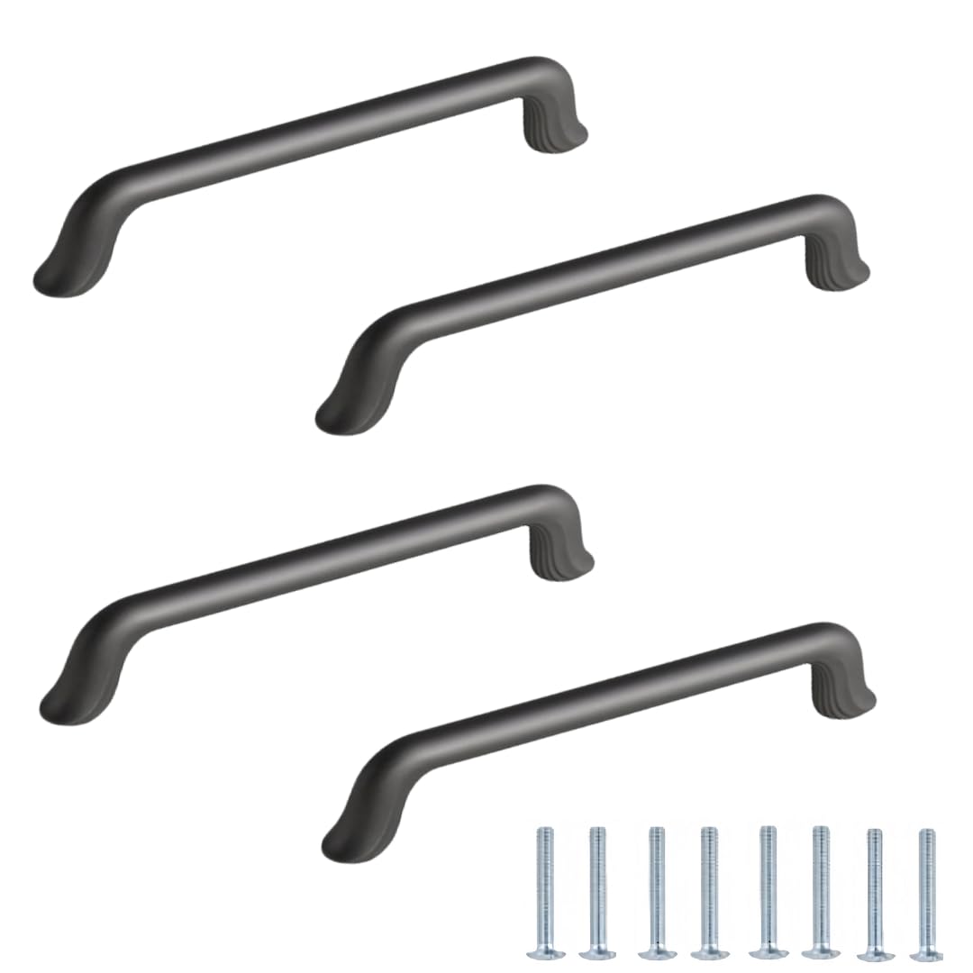 NLQCSXWEP Zinc Alloy Cabinet Bow Handle, Zinc Alloy Cabinet Handles 4 pcs Gray Multiple Sizes Single Hole(8219-128mm)
