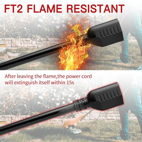 163 25 ft outdoor extension cord waterproof weatherproof amp flame retardant black 3 prong power cord outside for lawn amp garden 13 amps 1625 watts 125 vac 16awg sjtw etl listed