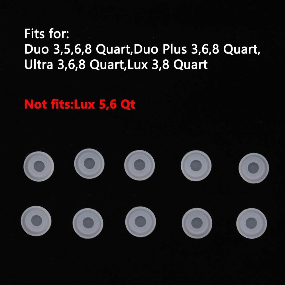 10 Pack Float Valve Gaskets for Pressure Cooker Duo 3, 5, 6, 8 Quart, Duo Plus 3, 6, 8 Quart, Ultra 3, 6, 8 Quart, Lux 3, 8 Quart, Float Valve Silicone Caps