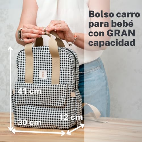 ANCRIVE, Mochila carro bebe impermeable, 7 compartimentos y 9 bolsillos, Organización rápida para paseos y viajes, Ideal para mamá y papá, Mochila pañales con cambiador. - imagen 5
