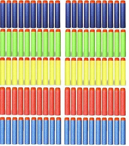 Mu&Nin 100PCS Refill Darts for Nerf Gun, [Individually Wrapped 10pcs/Pack] 5 Colors Foam Bullets with Reusable Zipped Storage Bag, Compatible with Elite Series, Modulus, Perfect Easter Party Favor