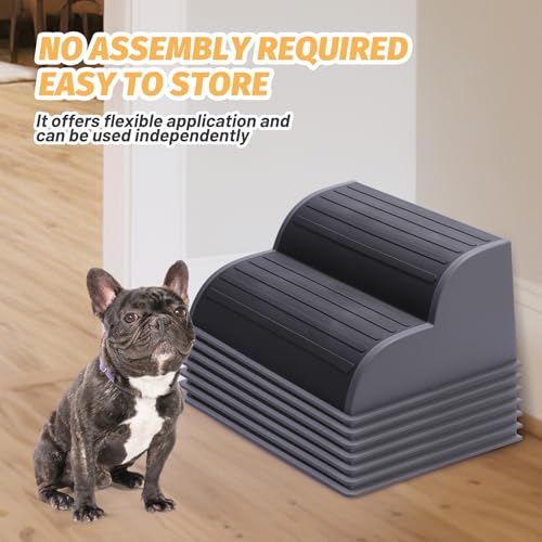 2-Step Modular Dog Ramp - Portable Non-Slip Stairs for Small Dogs with High Support, 9.5" D Lightweight Plastic Pet Steps Fits Staircase Indoor, Ideal for Elderly Injured Pets (6-Pack, Grey) - Image 6