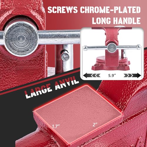 AROEDVISE 4.5"Bench Vise, 3"Jaw Opening 240° Swivel Base 2.6" Throat Depth by AROEDVISE - Used condition - Image 5