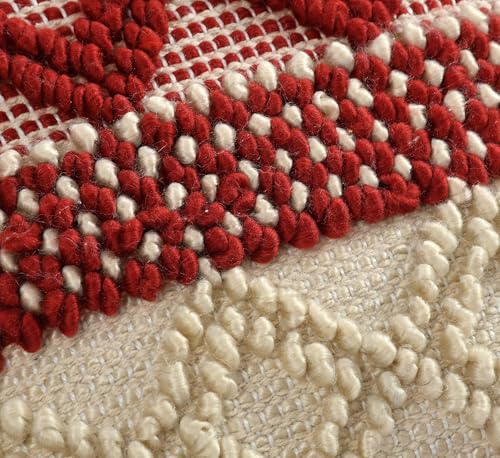 Image of TIB Premium Boho Decorative Throw Cushion Covers, 16 x 16 cm, Set of 2, Cotton. (Maroon & White Diamonds)-230 TC