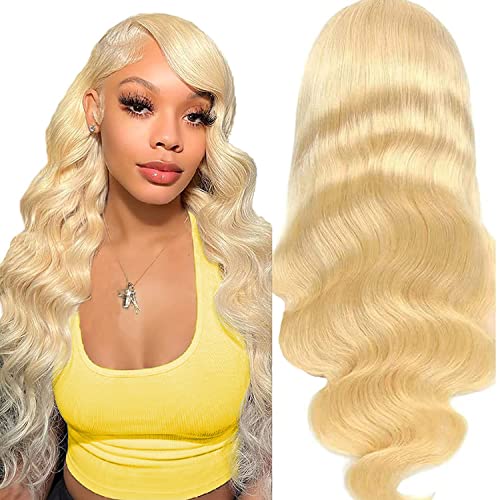 ANNELBEL Blonde Lace Front Wigs Human Hair 613 Body Wave HD Transparent Lace Front Wig Human Hair Pre Plucked with Baby Hair 150% Density Glueless 4x4 Closure Wig Brazilian Virgin Hair 18 Inch
