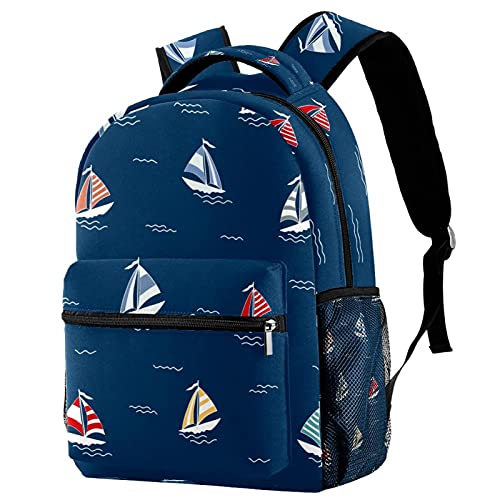 Sac à dos de voyage bleu avec porte-bouteille contre le désordre