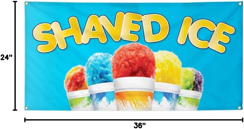 Vinyl Banner Multiple Sizes Shaved Ice Food Festival Taste of Outdoor Weatherproof Industrial Yard Signs 4 Grommets Design Only 24x36Inches