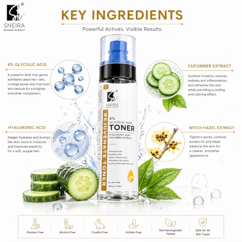 Image of 8% Glycolic Acid Toner 400 ml, Hydrating Face Mist Toner Enriched with Hyaluronic Acid & Cucumber Extract For Exfoliating Glowing Skin, Pores Tightening, Korean Beauty Secrets For Women & Men