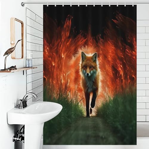 Rideau de douche imperméable en polyester renard 122x183cm avec 12 crochets