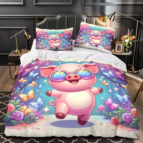 Housse de couette chaton mignon parure de lit 200x200 microfibre 3D