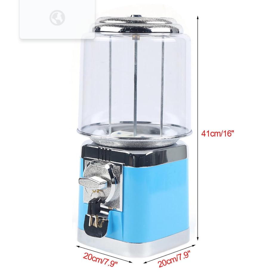 Commercial Automatic Candy Machine, 16"H Automatic Candy Gumball Dispenser Home Candy Vending Machine for Toy Capsules Bouncy Balls Candy, 200Pcs Candy Capacity (Blue)