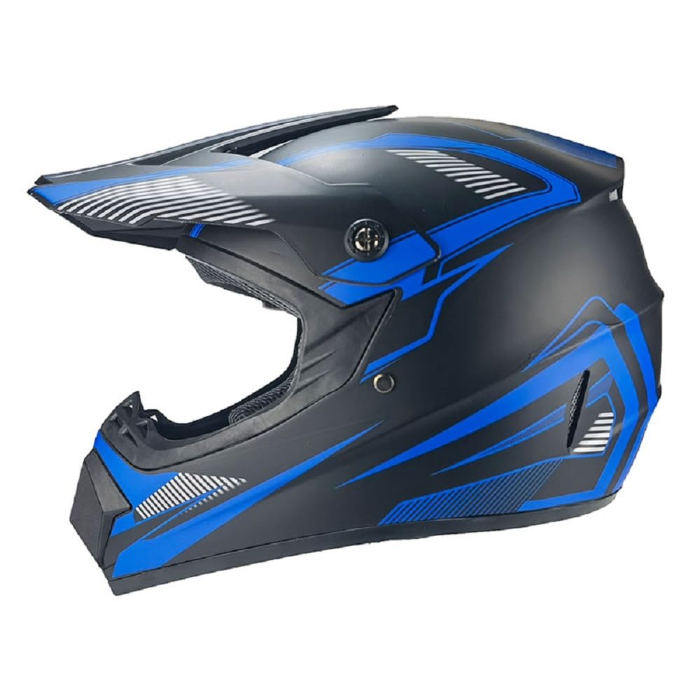 Kinder Crosshelm Shadow of Blue schwarz blau – Motorradhelm für Kinder, ABS-Schale, robuster Kinderhelm für Downhill, Quad und Motocross