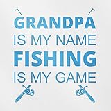 2 Pcs - No Background Decal Stickers of Grandpa is My Name Fishing is My Game (Azure Blue) Premium Waterproof Vinyl Decal Stickers for Laptop Phone Accessory Helmet Car Window Mug USCsticf14926BE
