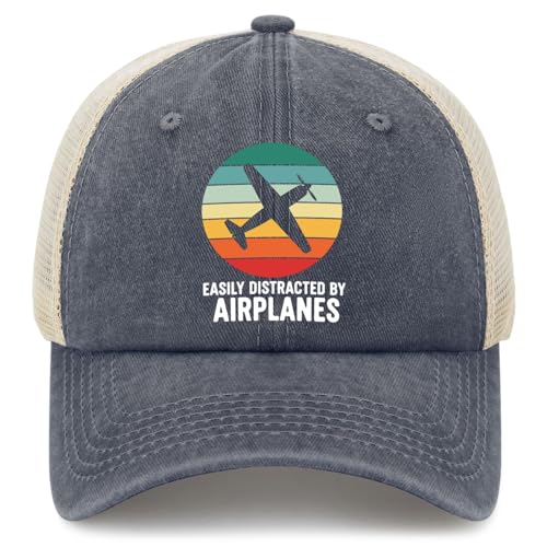 Easily Distracted By Airplanes Baseball Cap - Funny Aviation Lover Pilot Hat