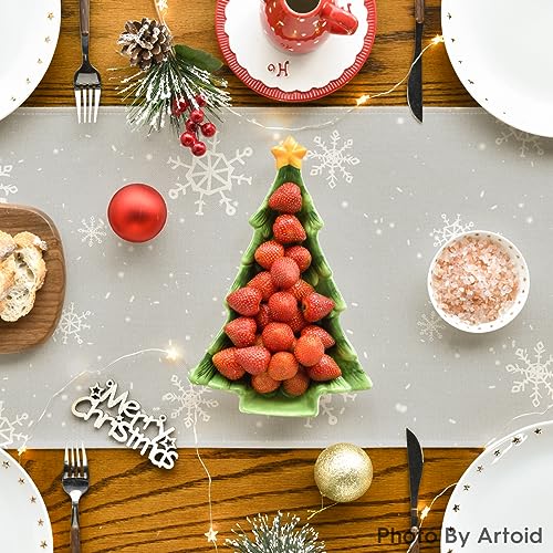 Image of Artoid Mode Grey Snowman Winter Table Runner Home Party Decor 13x60 Inch