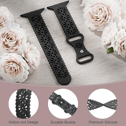 Image of Slim Lace Hollow-out Floral Silicone Bands Compatible with Apple Watch Band