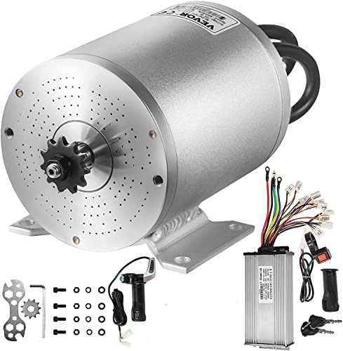 VEVOR Electric Brushless DC Motor,48V 2000W Brushless Electric Motor,4300 RPM High Speed Motor,w/ 34A Controller and Throttle Grip for Go Kart ATV Electric Scooter Motorcycle Mid Drive Motor DIY Part