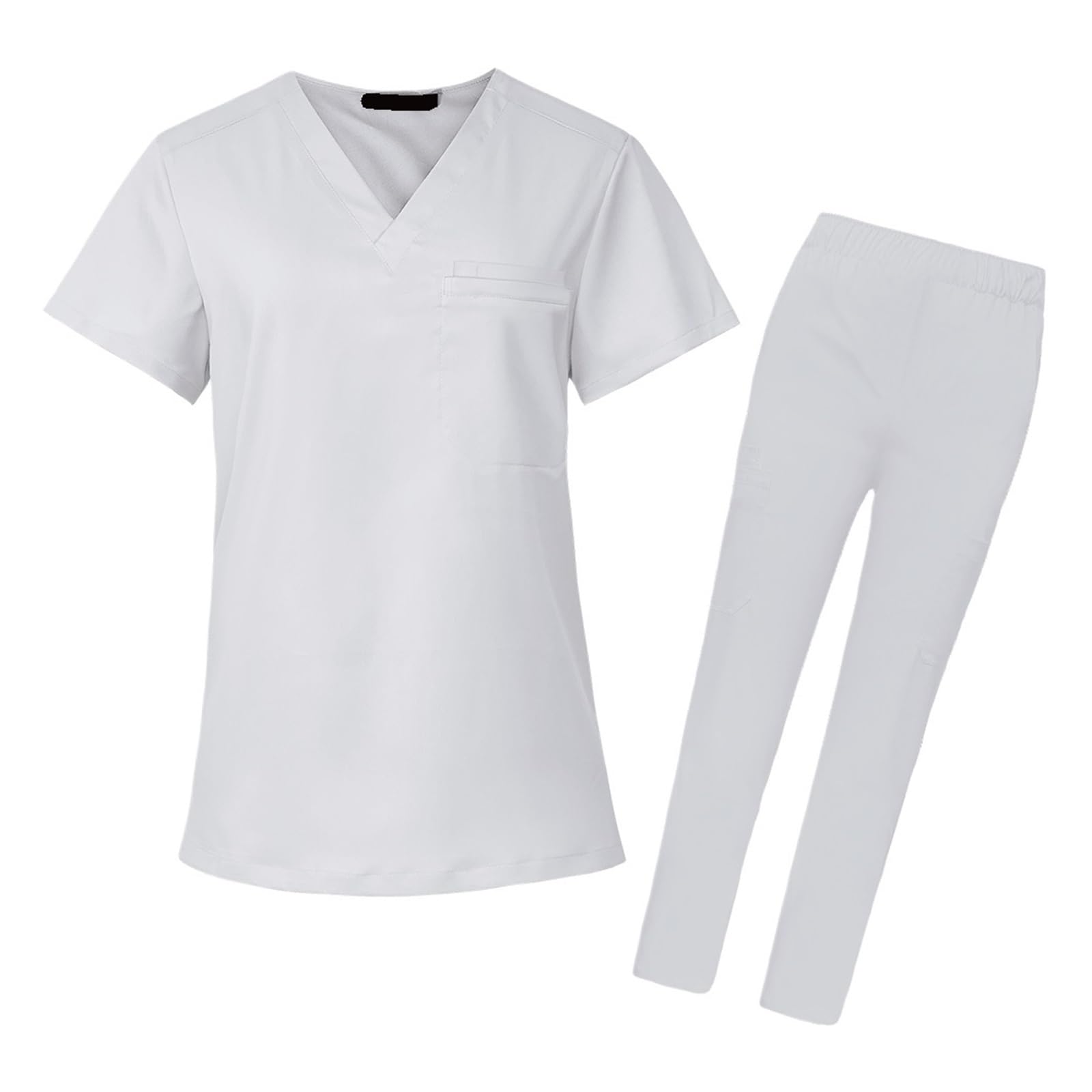 Conjunto de Uniforme de Laboratorio for Hombre, Mono médico de Hospital clínico, Ropa de Enfermera con Cuello en V(42019-White,M)