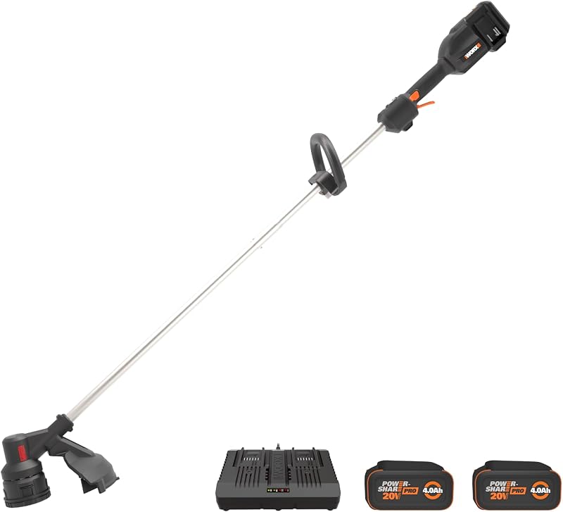 Worx Cordless String Trimmer, 40V 15" Electric Weed Wacker, WG185 | Brushless Power, Bump Feed, 25CC Gas-Like Power, 2 x 4.0Ah Batteries & 4.0Ah Charger Included, PowerShare