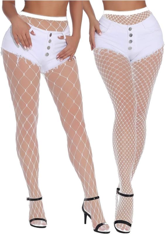 ketkar Women's Fishnet Pattern Mesh Pantyhose Stockings (Pack 0f 1) _White-picture-0