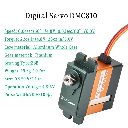 Dmc810 2Kg/0.03Sec Digital Servo Motor,Titanium Gear Rc Servo For Rc 450 500 Helicopter,Full Aluminum Case Servo,Mini Servo For Rc Airplane/Helicopter/Car/Boat #TOP2