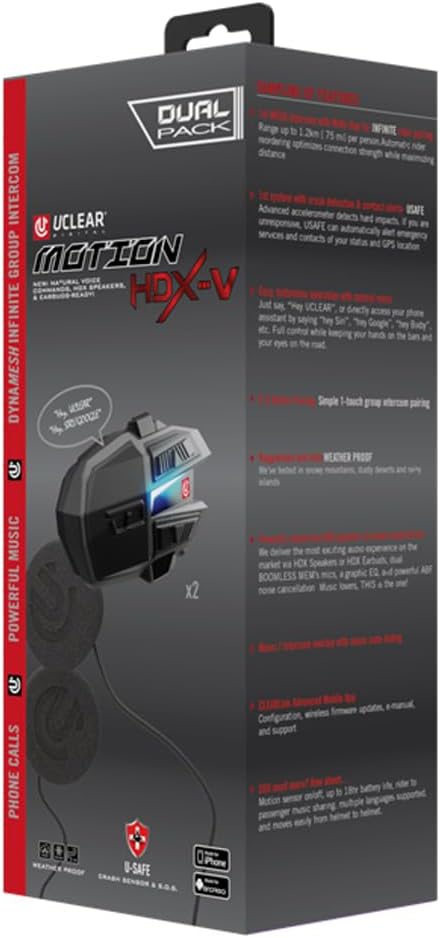 UCLEAR Digital Motion HDX-V Bluetooth Helmet Communication System - Dual Kit