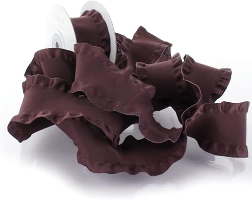 Cinta de satén de 1.5 pulgadas con borde de doble volantes 277 Borgoña 3yd