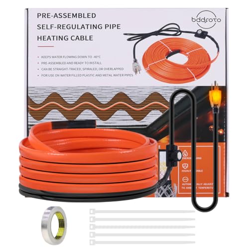 Heizkabel für Wasserleitungen, BDDFOTO Frostschutz, 7 W/ft Heizband, Selbstregulierende Rohrheizung für Dach, Wohnmobil und Wassertank, 1M
