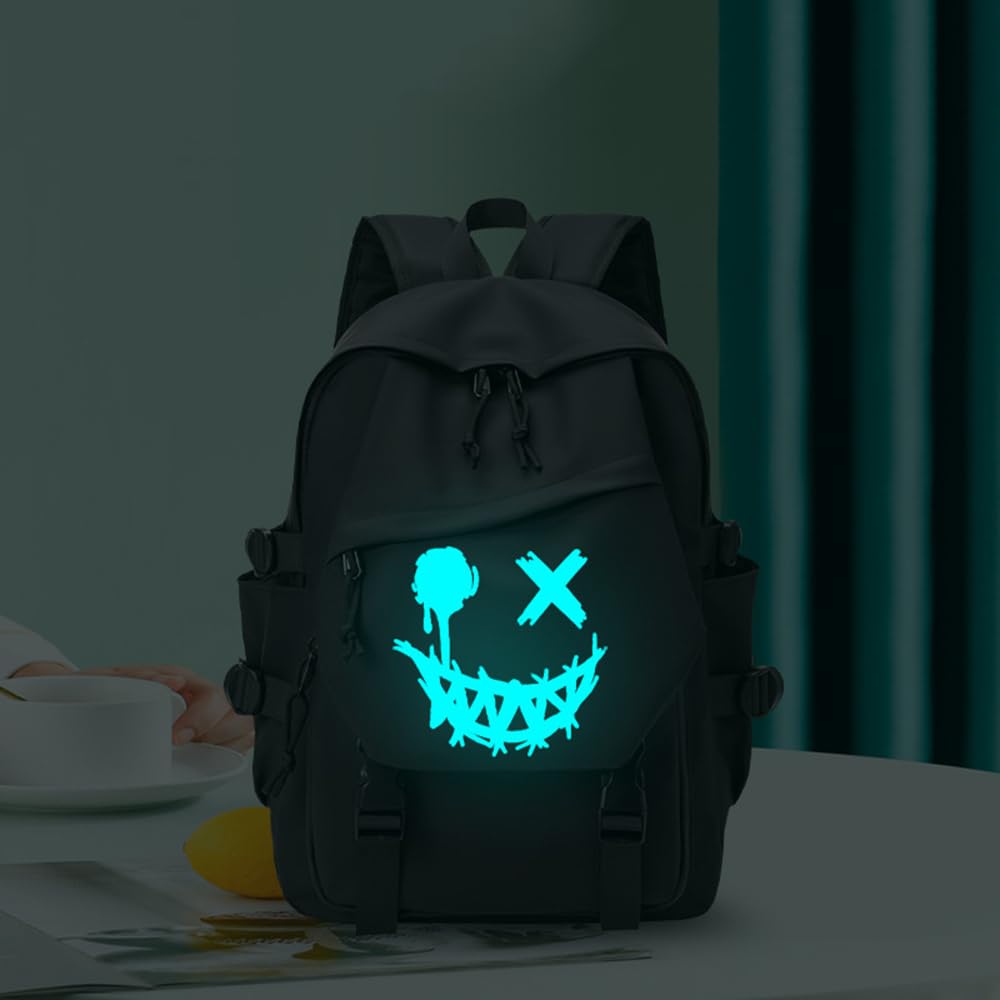 XINYASEE Sac à Dos Scolaire Lumineux pour Homme et Femme, Garçon, Ado - Sac d'École Cool pour Ordinateur Portable - Noir